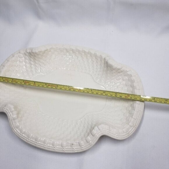 Vintage Spode Imperial Serving Platter Basket Weave Quatrefoil Ivory - Picture 13 of 16